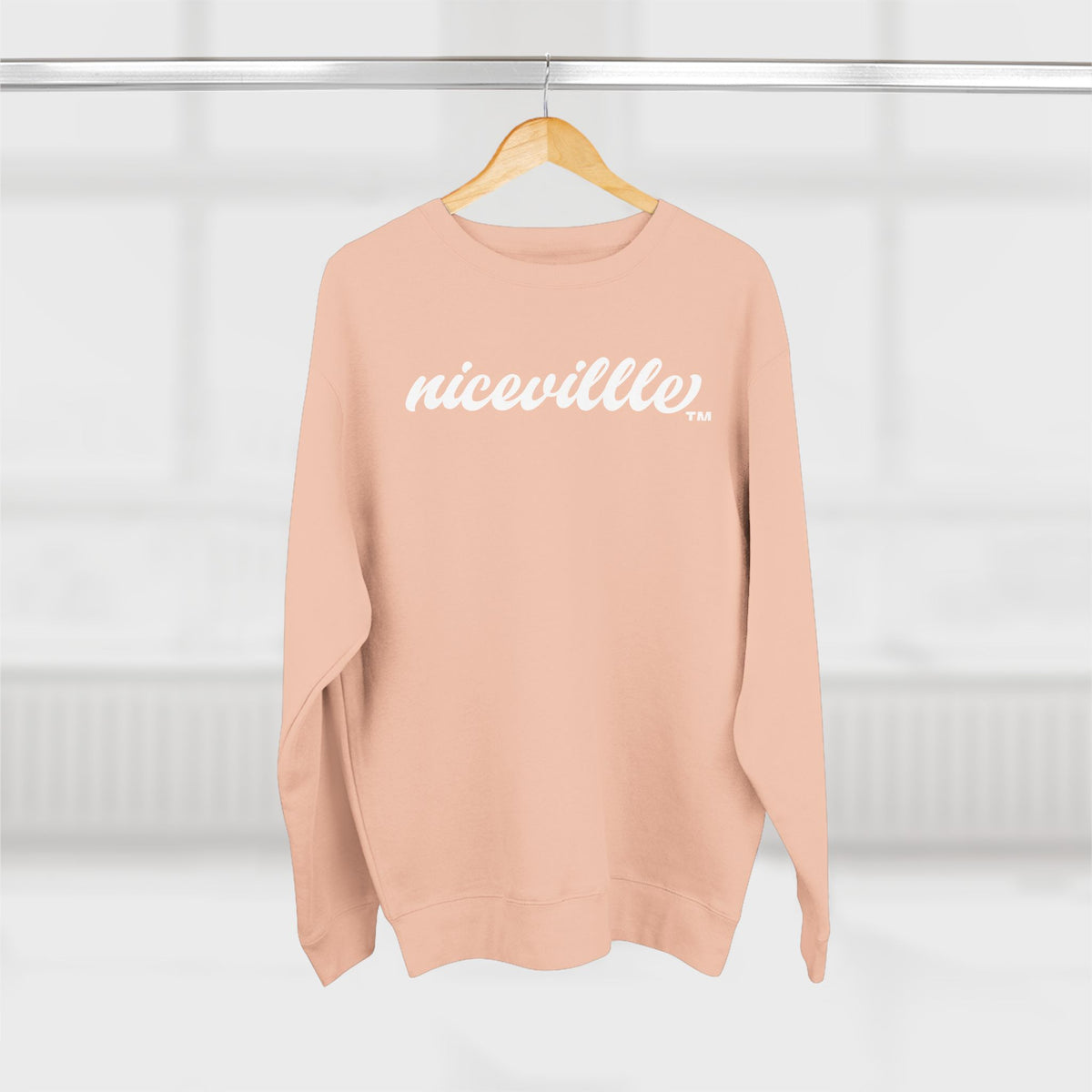 Niceville Script Crewneck Sweatshirt — Peach Cozy Casual Pullover