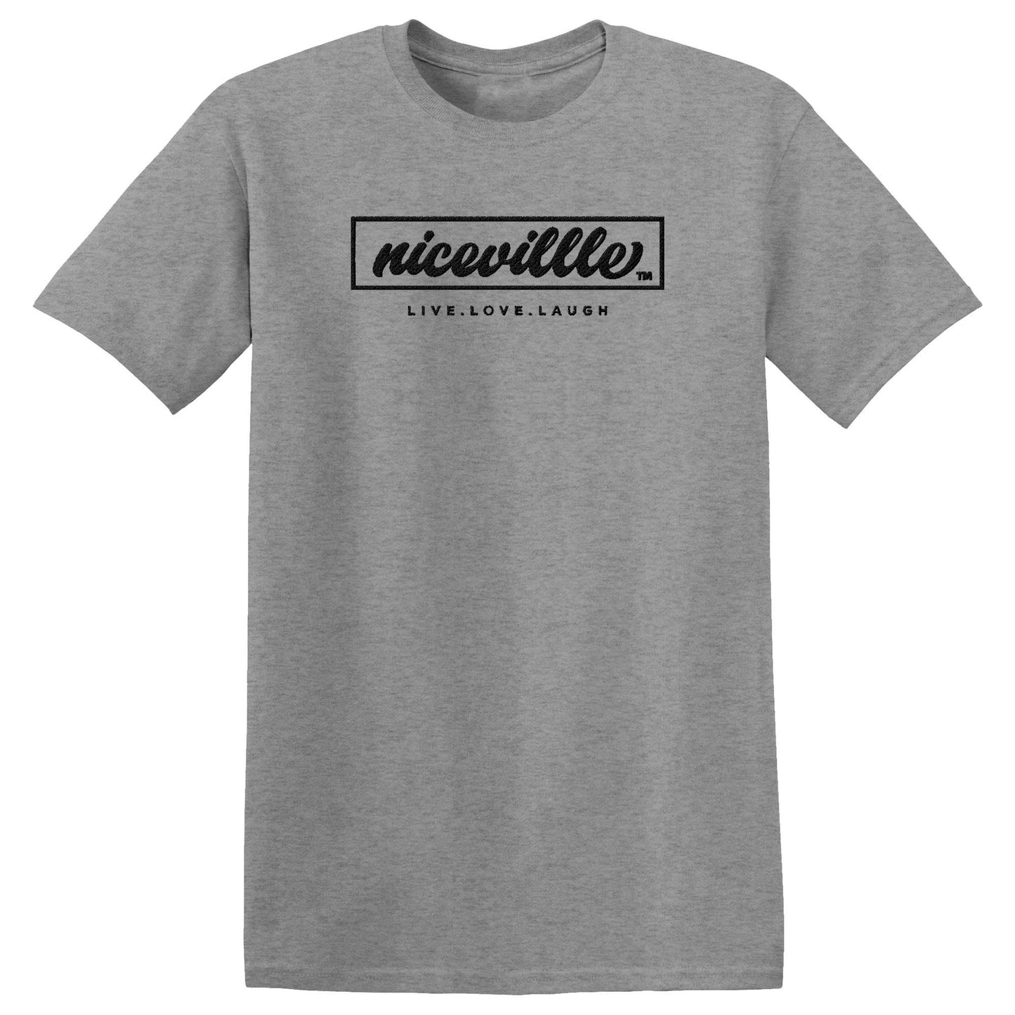Nicevillle Live.Love.Laugh Embroidered Tee | Sport Grey