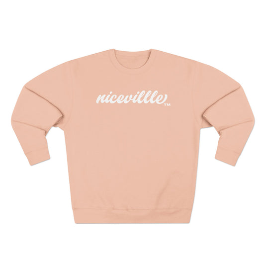Niceville Script Crewneck Sweatshirt — Peach Cozy Casual Pullover